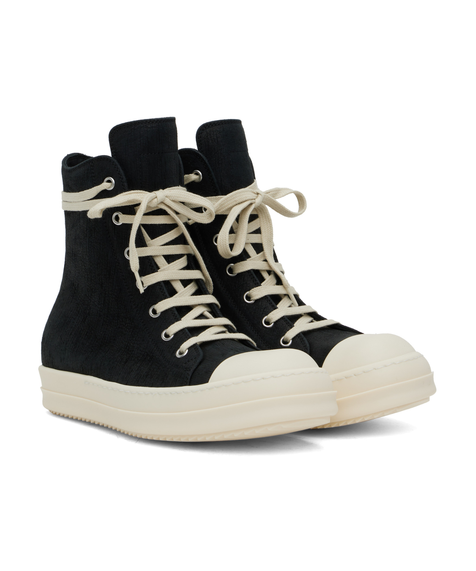 Rick Owens Contrasting-toe Cap Lace-up Sneakers In Black
