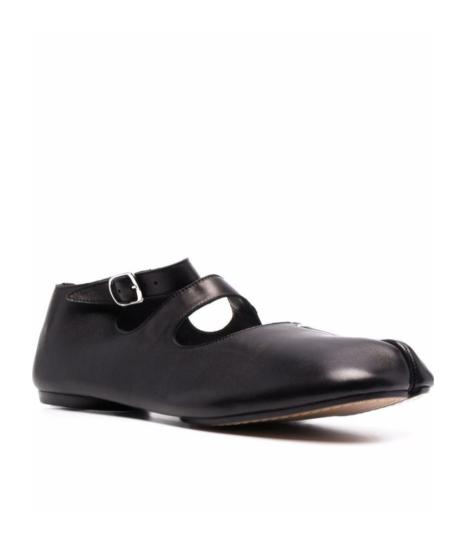 Maison Margiela Tabi Leather Ballerina Shoes In Black