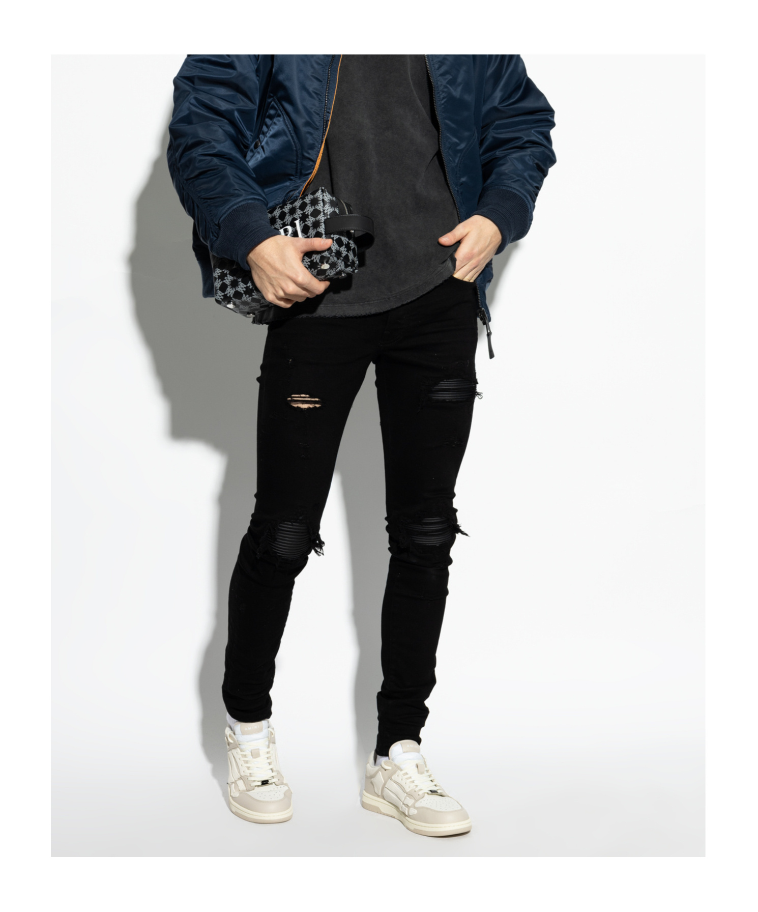Amiri Skel Top Low White Sneakers With Skeleton Patch In Leather Man In White