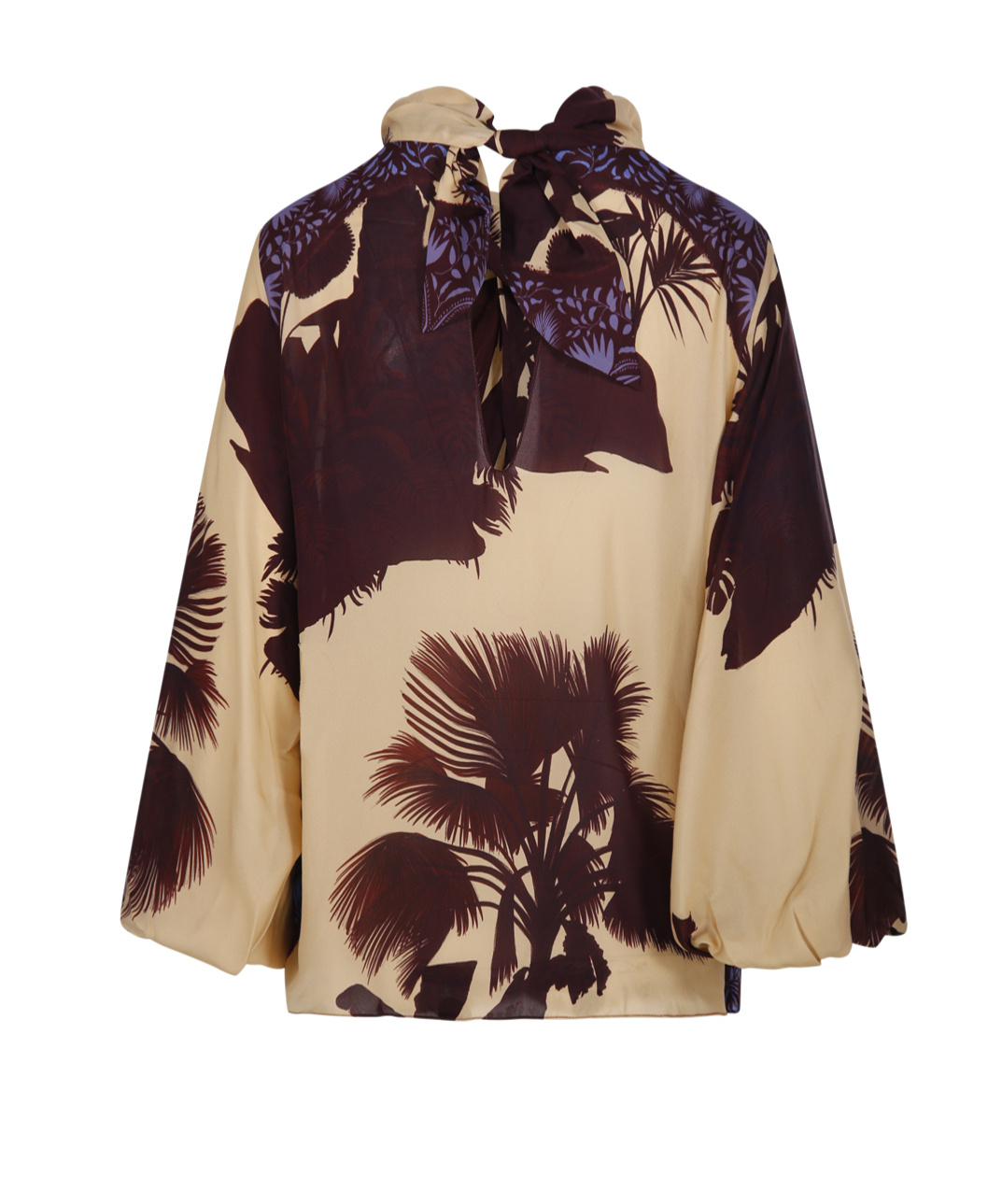 Johanna Ortiz Intricate Islands Cowl Printed Silk Blouse In Nude