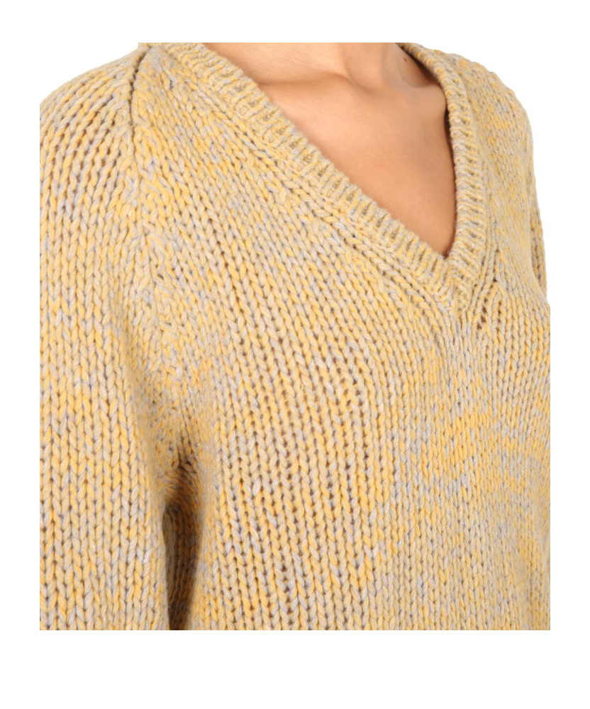 Shop Aspesi Virgin Wool V-neck Jumper In Yellow