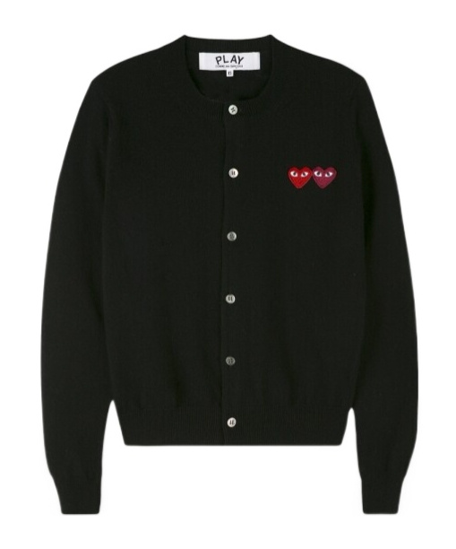 Comme Des Garçons Play Long-sleeved Knitted Cardigan In Black