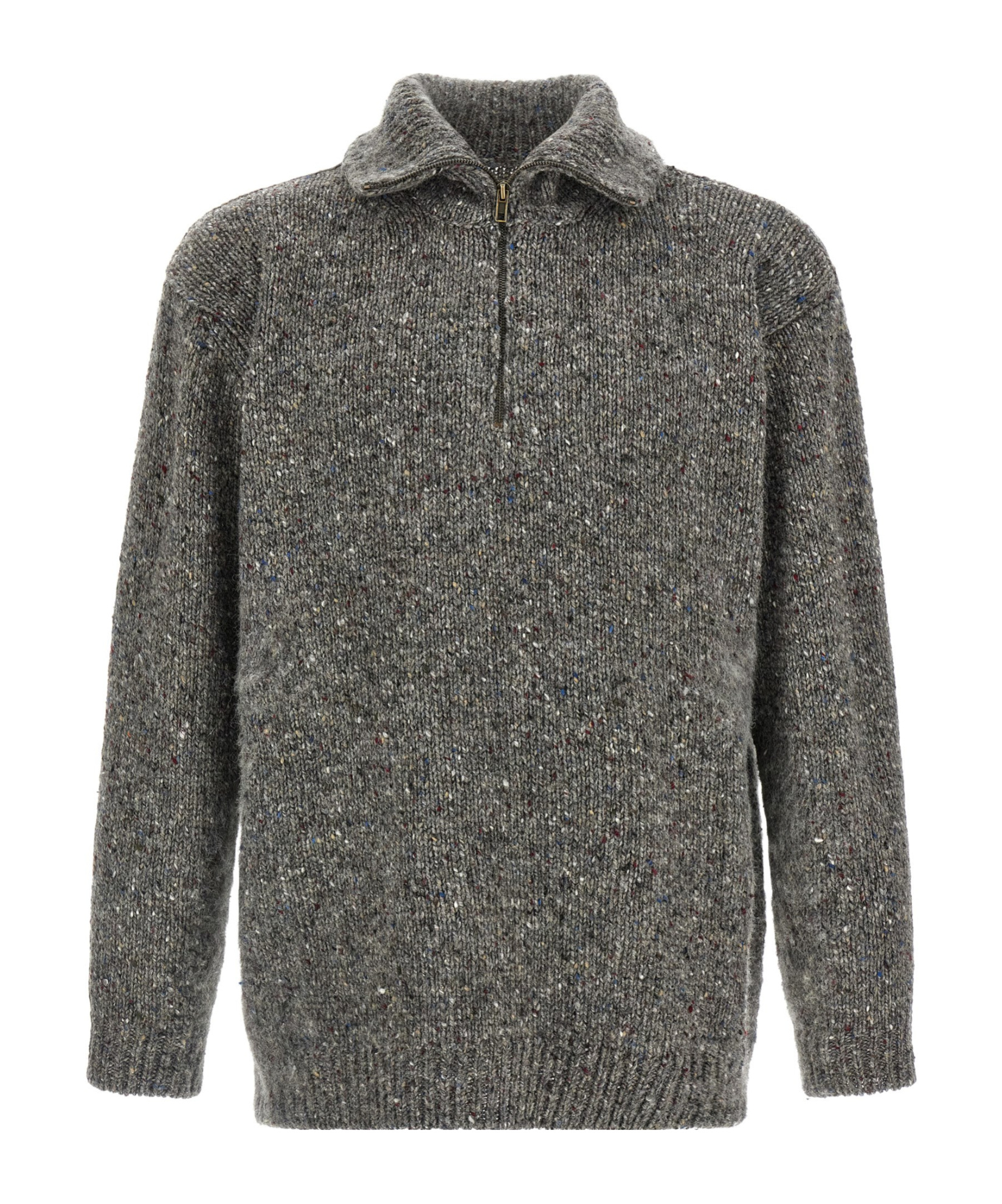 Maison Margiela Speckled Half-zip Sweater In Gray