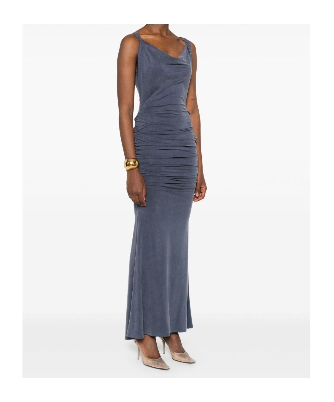 Vivienne Westwood Navy Liz Jersey Maxi Dress In Gray