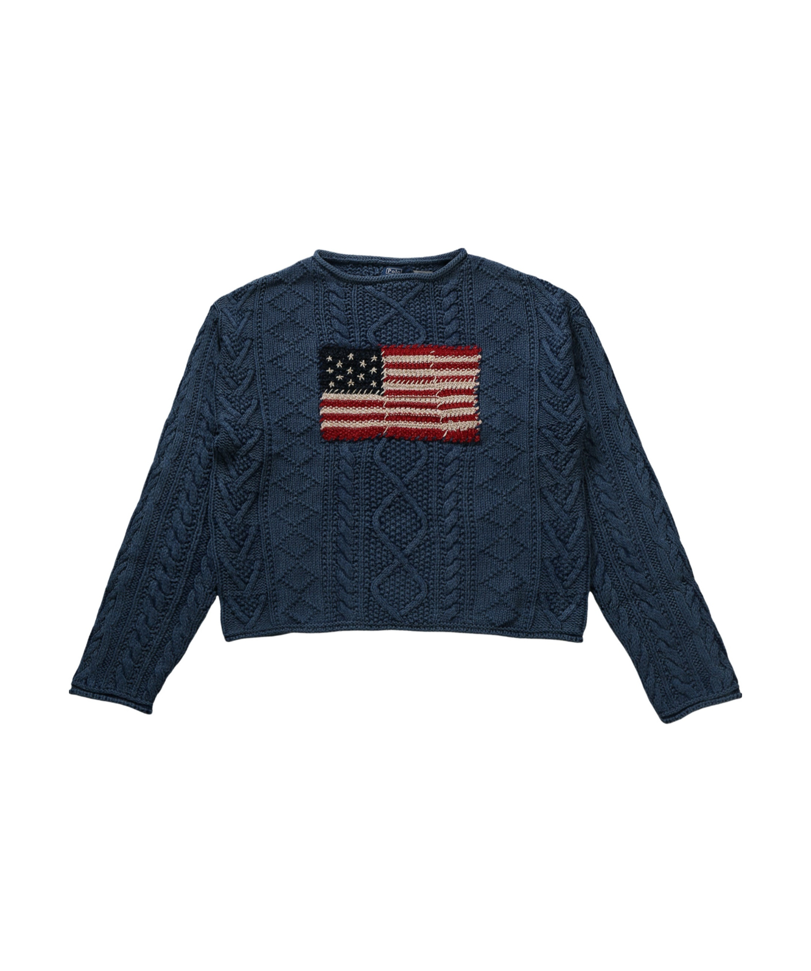 Shop Polo Ralph Lauren Flag-detail Knitted Sweater In Indigo/multi