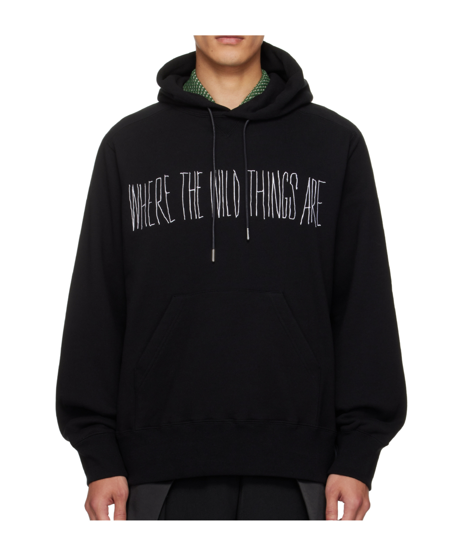 Sacai Long-sleeved Hooded Sweatshirt In Black