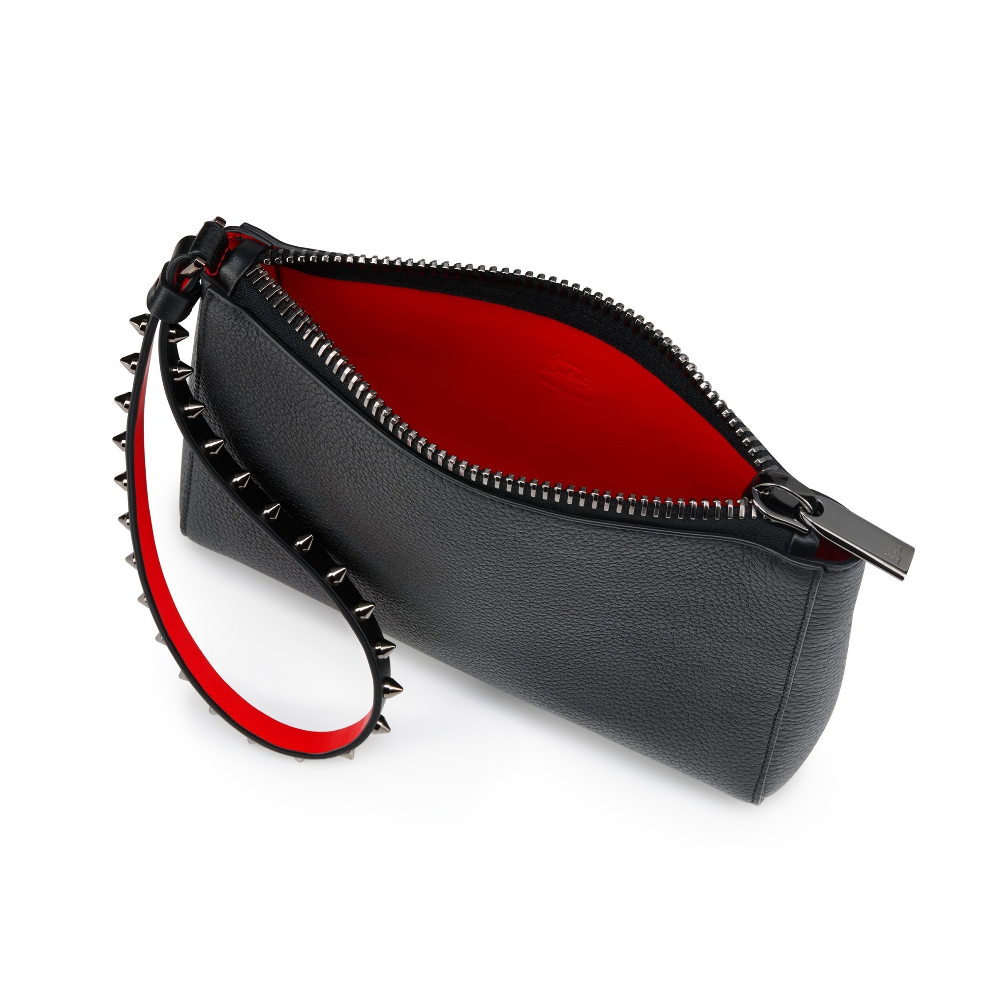 Christian Louboutin Embellished Clutch With Textured Finish And Wrist Strap In Black