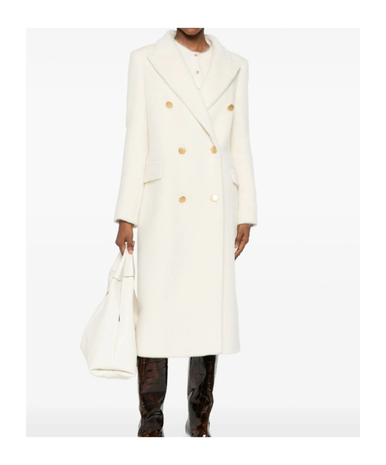 Tagliatore Double-breasted Belted Coat In White