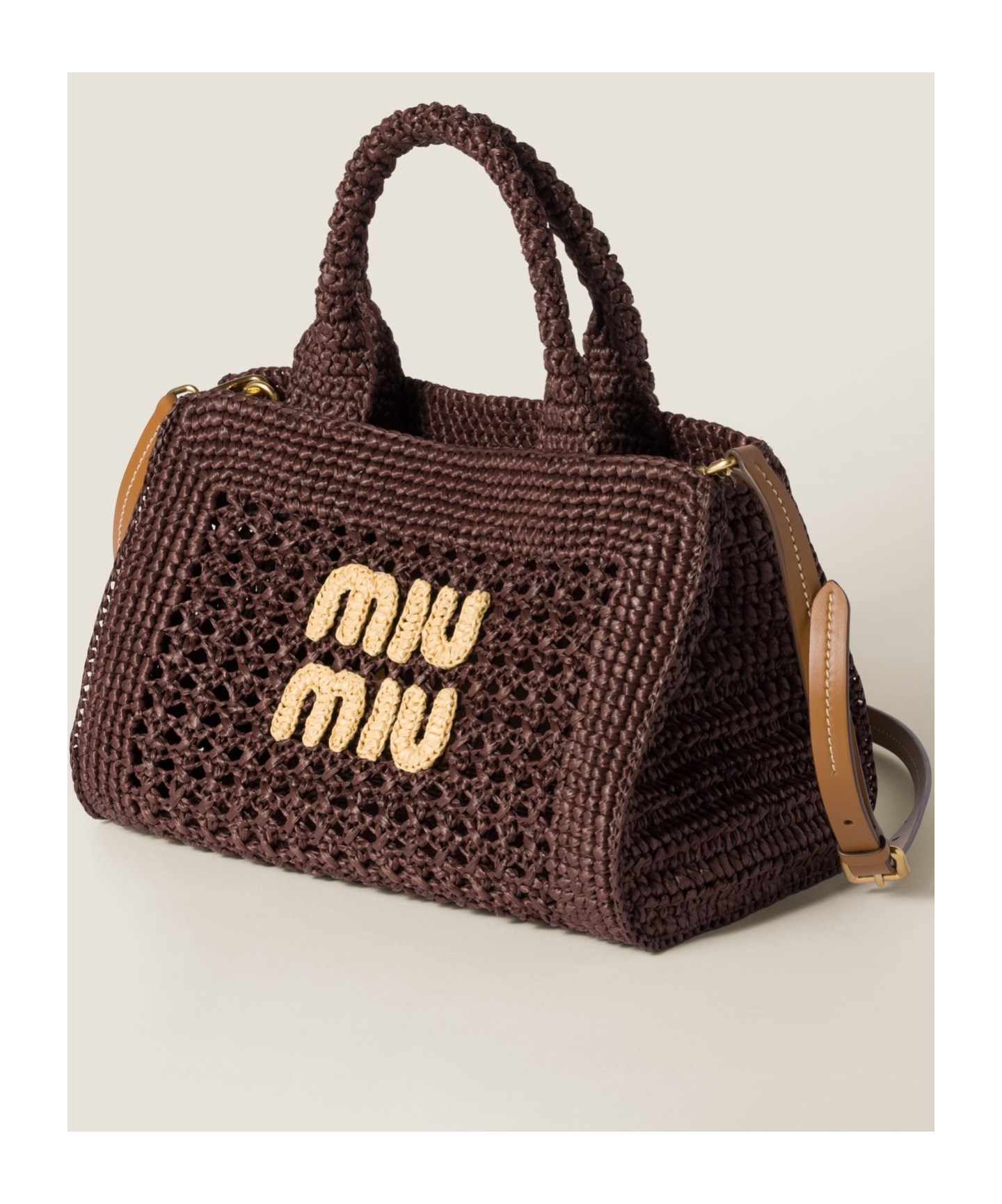 Miu Miu Raffia-effect Woven Handbag