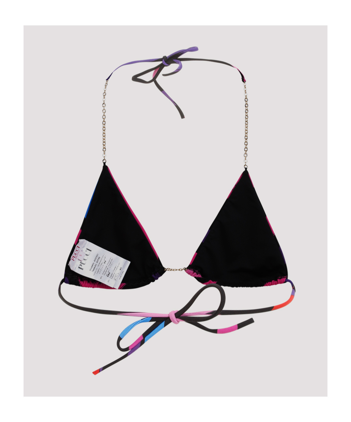 Pucci Marmo-print Bikini Top In Black