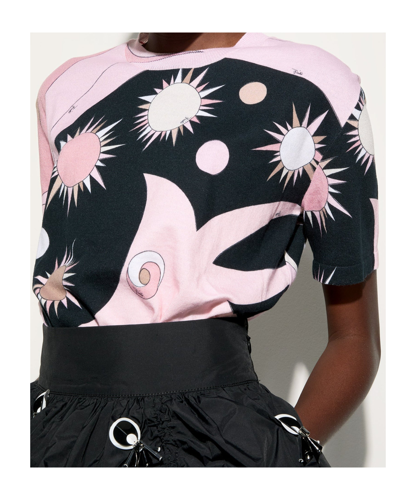 Pucci Crew Neck Graphic Print Relaxed Fit Top In Pink