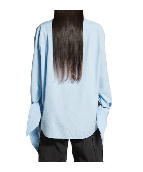 Balenciaga Women Embroidered Viscose Blend Oversize Shirt In Blue