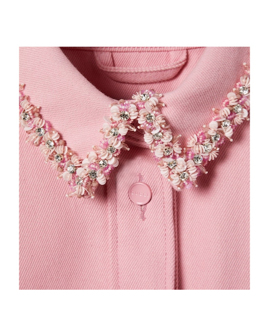 Gucci Denim Shirt With Embroidery In Pink