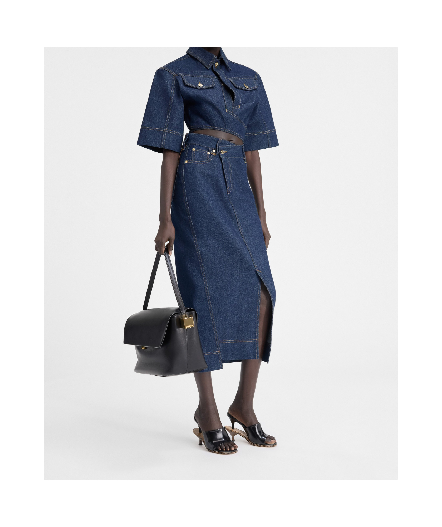 Jacquemus Le Haut De-nîmes Denim Crop Top In Blue