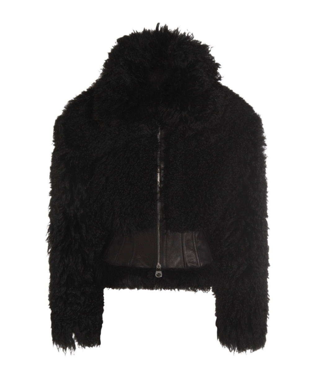 Blumarine Long-sleeved Hooded Cotton Jacket In Black