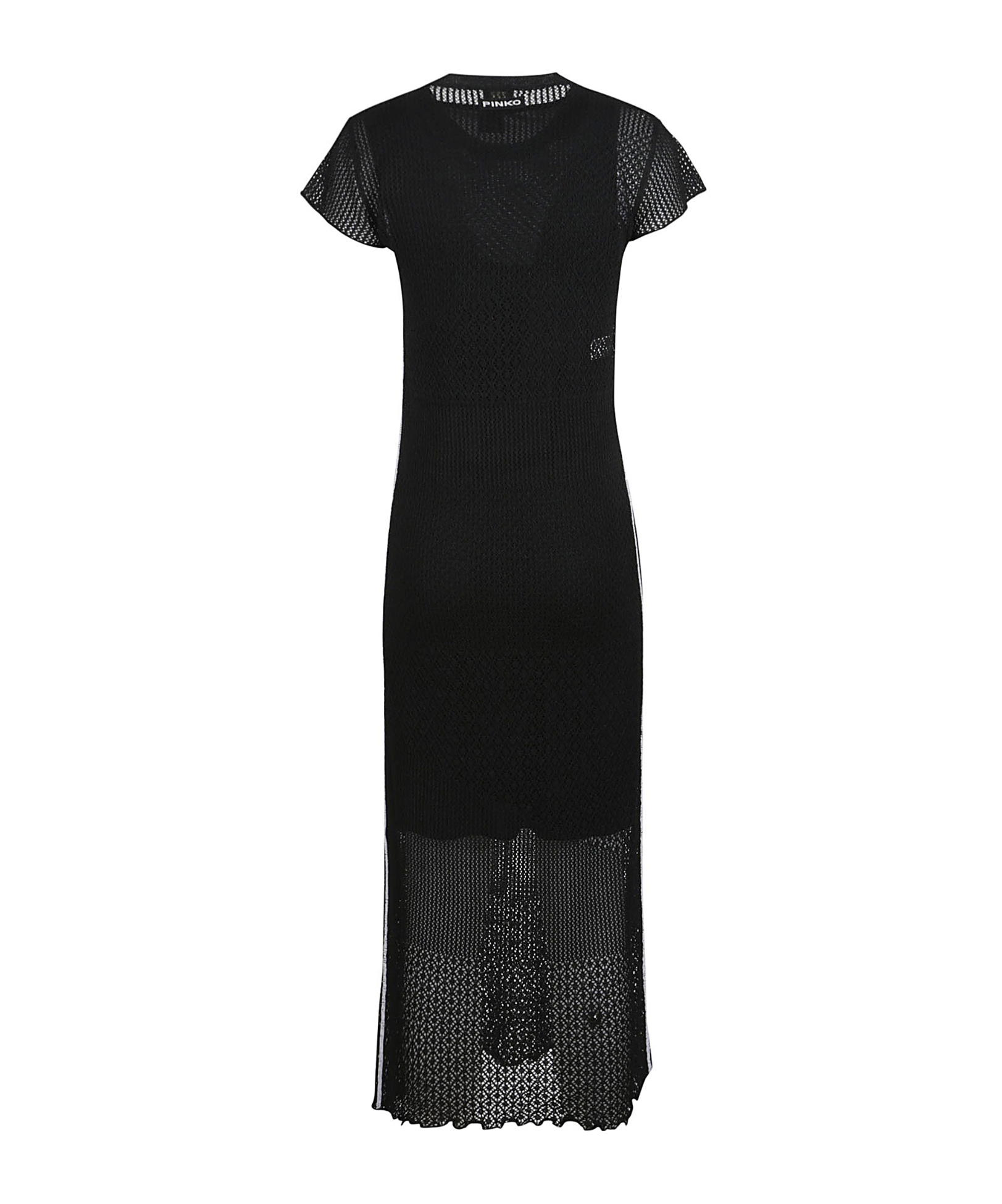 Pinko Monviso Perforated Motif Long Summer Dress In Black