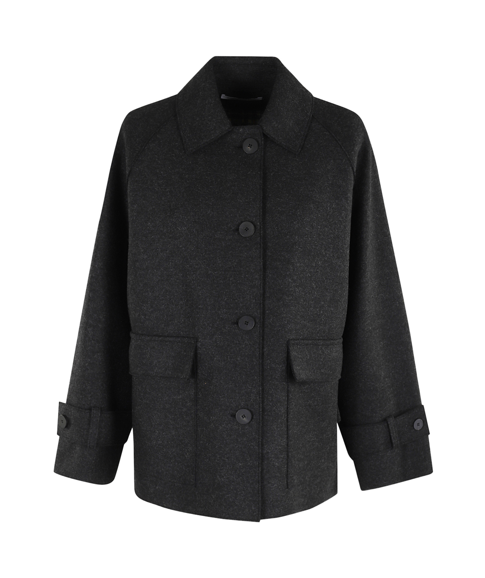 Harris Wharf London Raglan Jacket With Quuilted Lining In Black