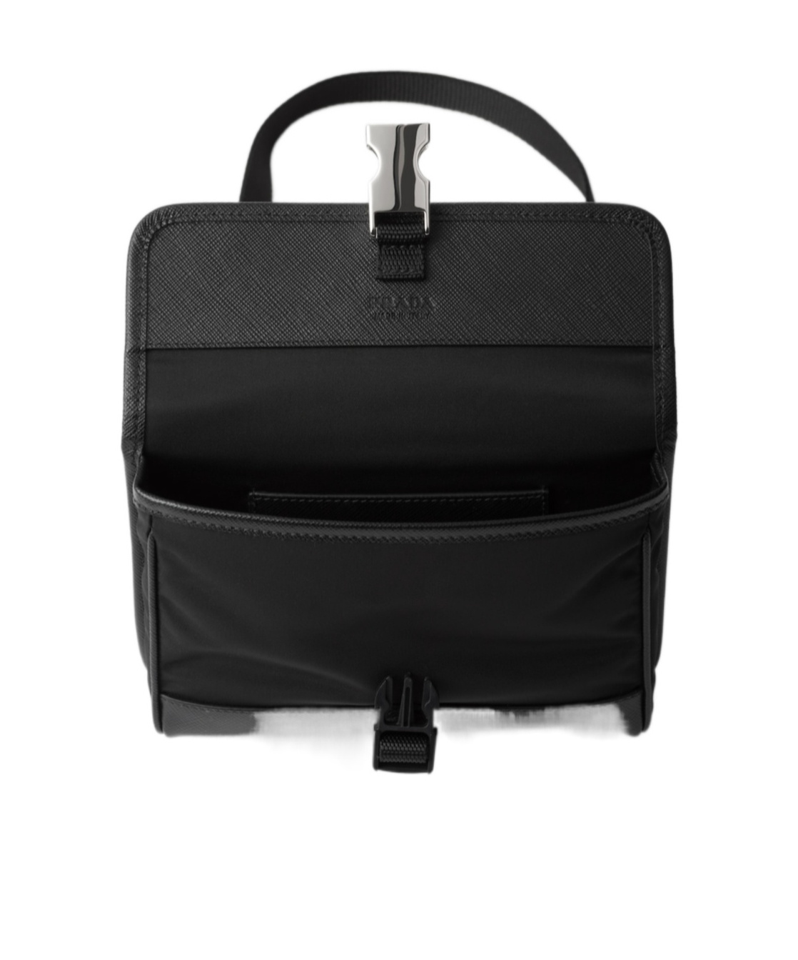 Prada Re-nylon And Saffiano Leather Smartphone Bag In Black