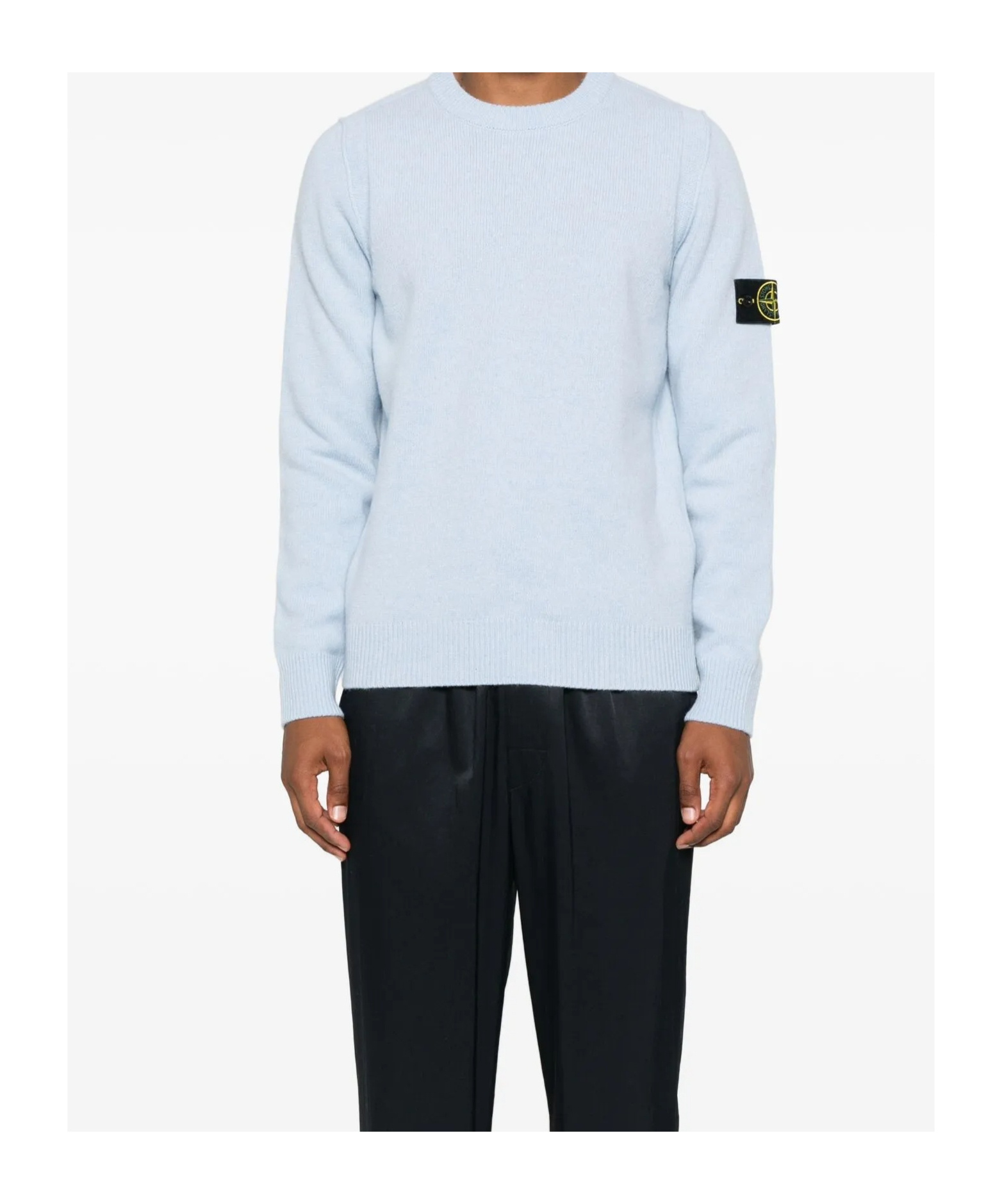 Stone Island Logo Patch Crewneck Sweatshirt In Blue
