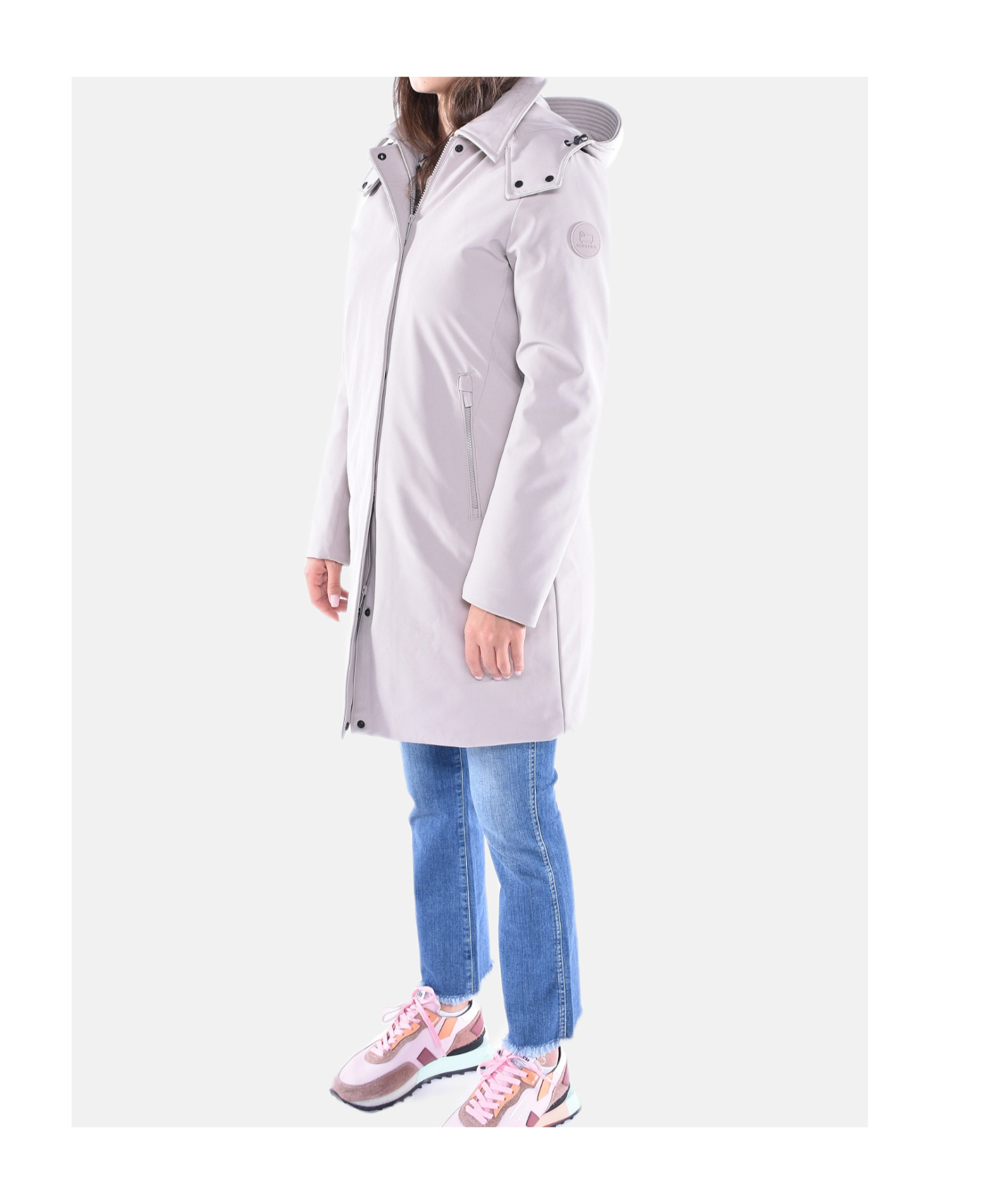 Woolrich Logo Patch Hooded Parka In Neutral