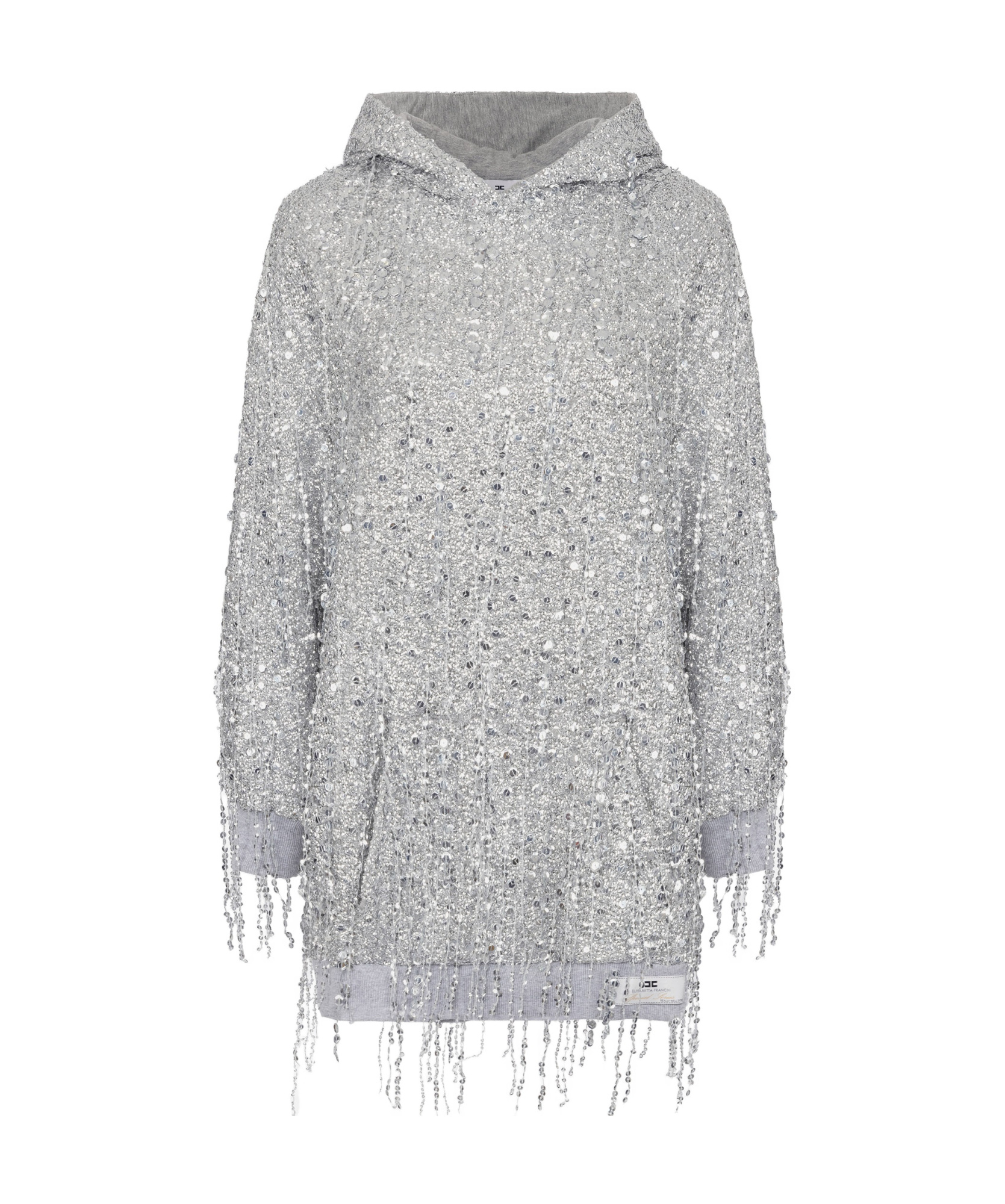 Elisabetta Franchi Sequin-embellished Hooded Mini Dress In Gray