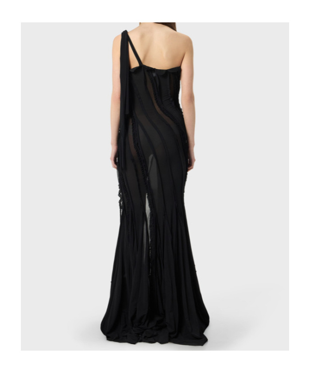 Blumarine Draped Evening Gown In Black