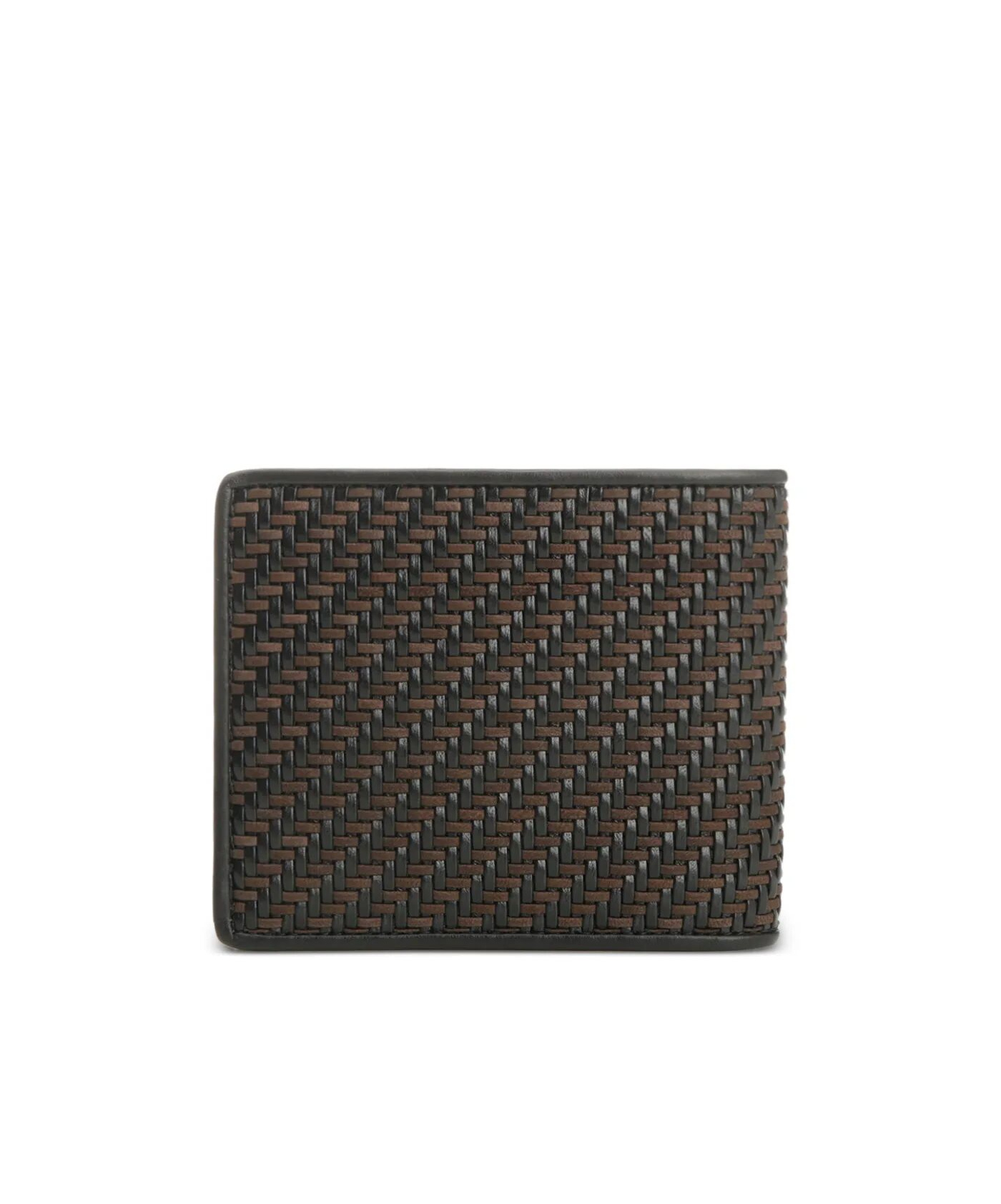 Ferragamo Two-tone Woven Leather Bi-fold Wallet In Brown