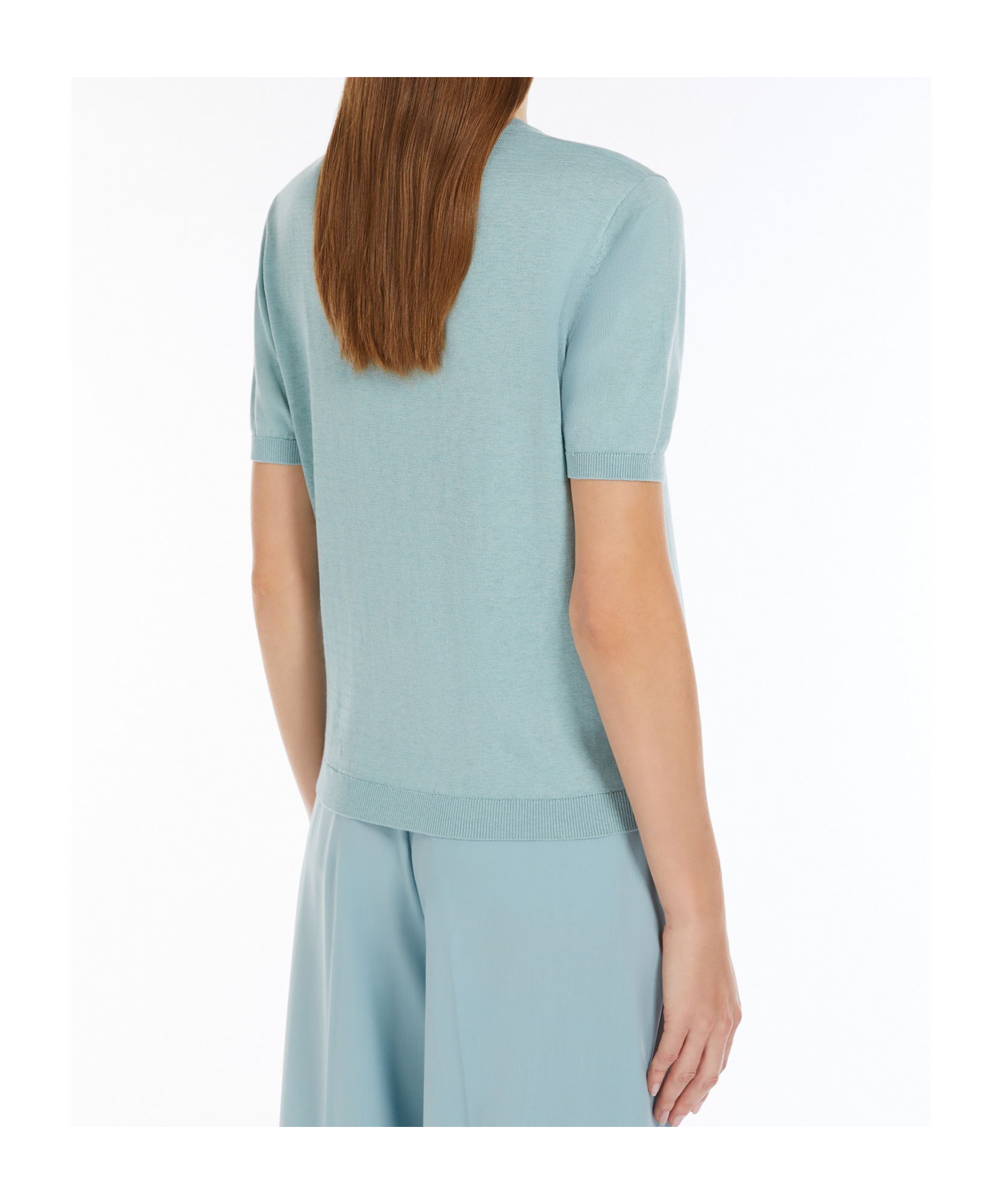Weekend Max Mara Short-sleeved Knitted T-shirt In Blue