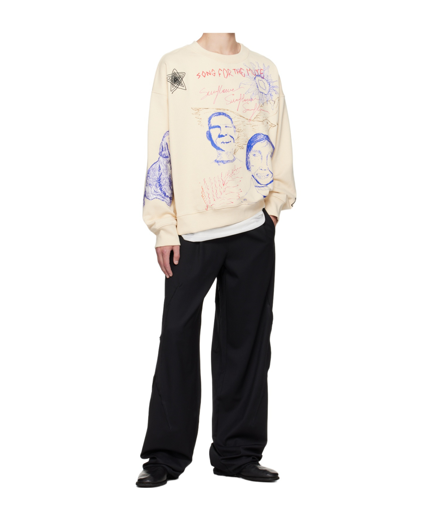Song For The Mute Beige Sketchbook Relaxed Sweatshirt In Neutral