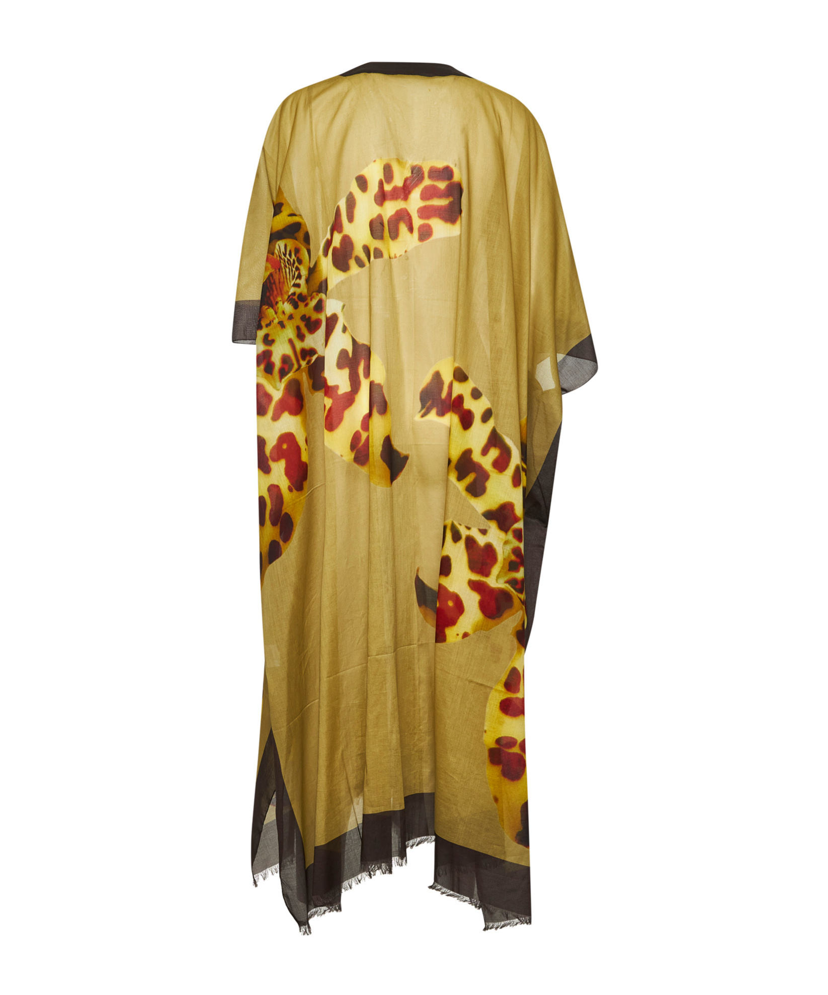Dries Van Noten Abstract-print V-neck Midi Dress In Brown
