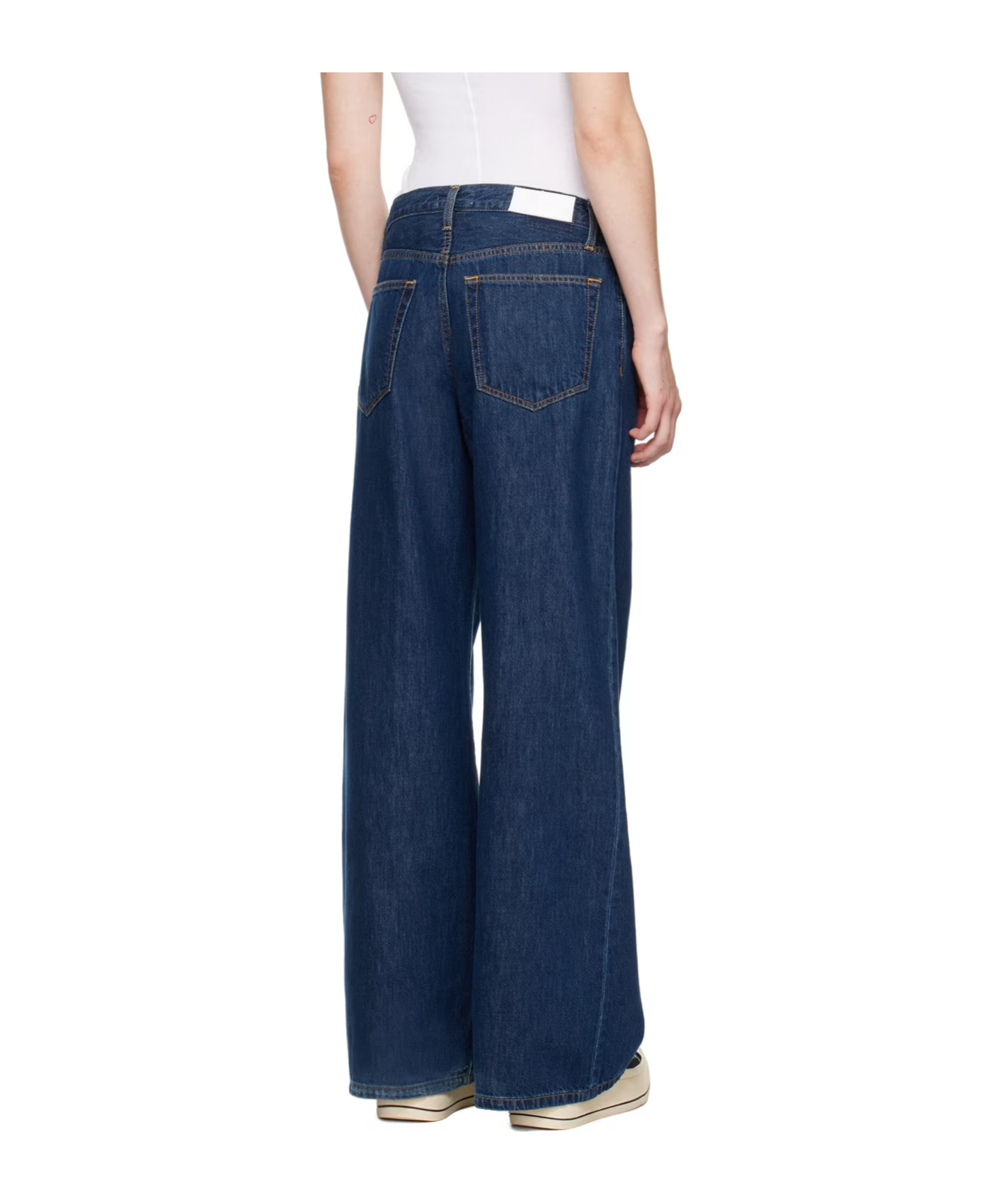 Re/done Indigo Mid Rise Palazzo Jeans In Blue