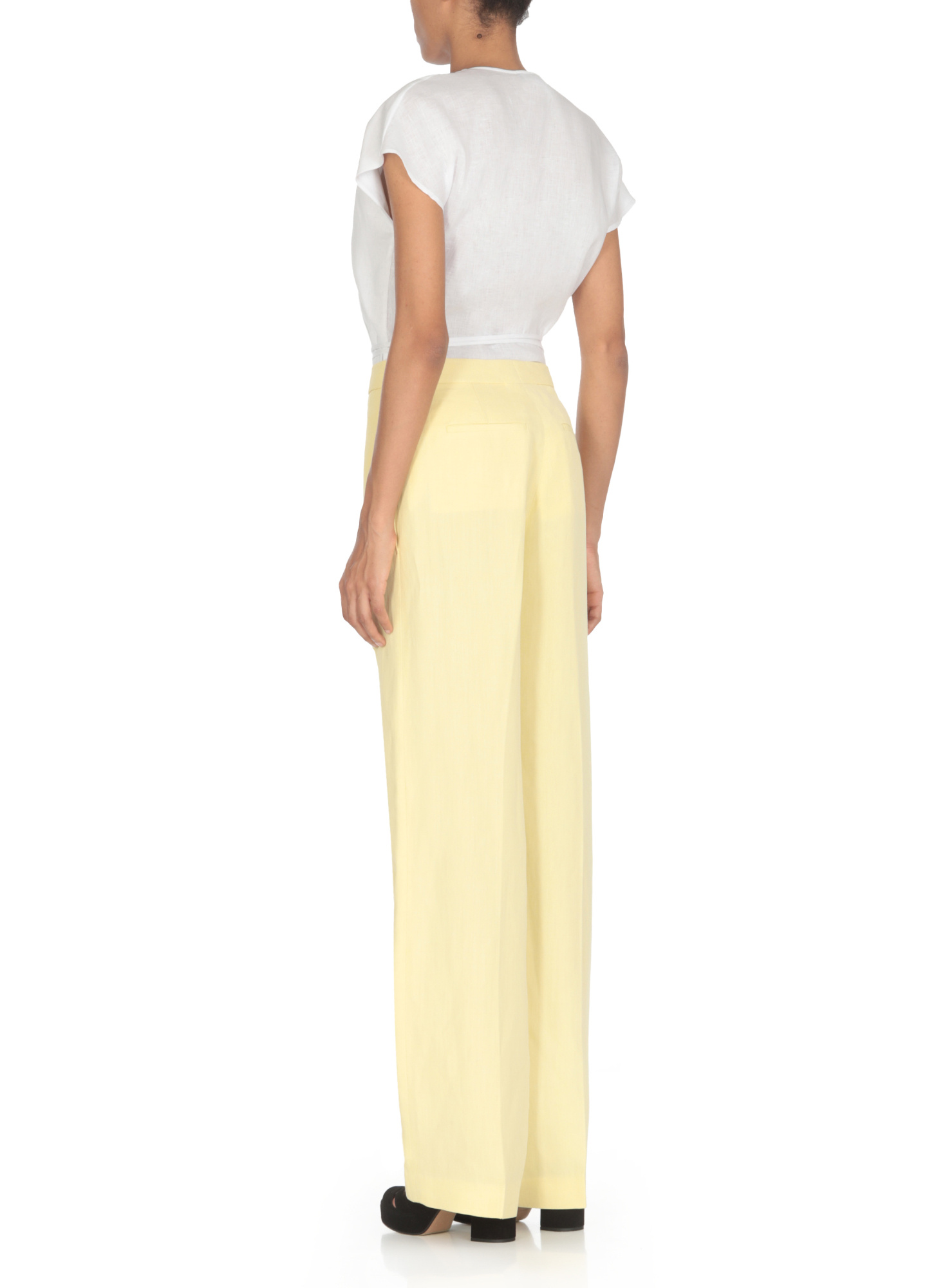 Fabiana Filippi Yellow Wool Anc Silk Pants In Nude
