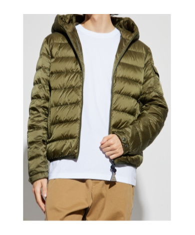 Moncler Down Jacket With Quilted Design And Hood In Green