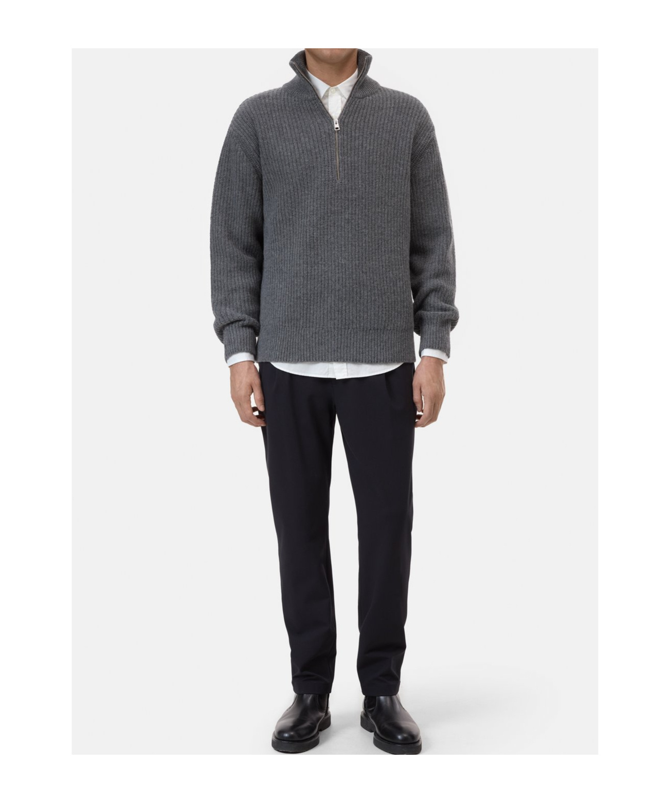 Closed Zipped-up Knit Cardigan In Gray