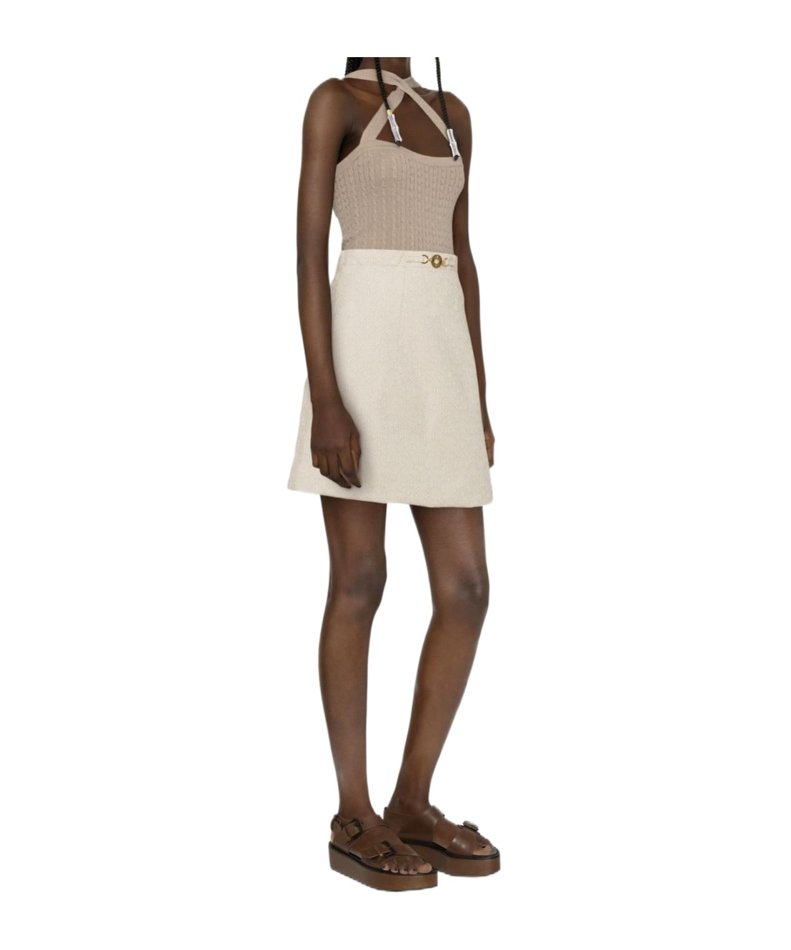 Patou High-waisted A-line Midi Skirt In Gray