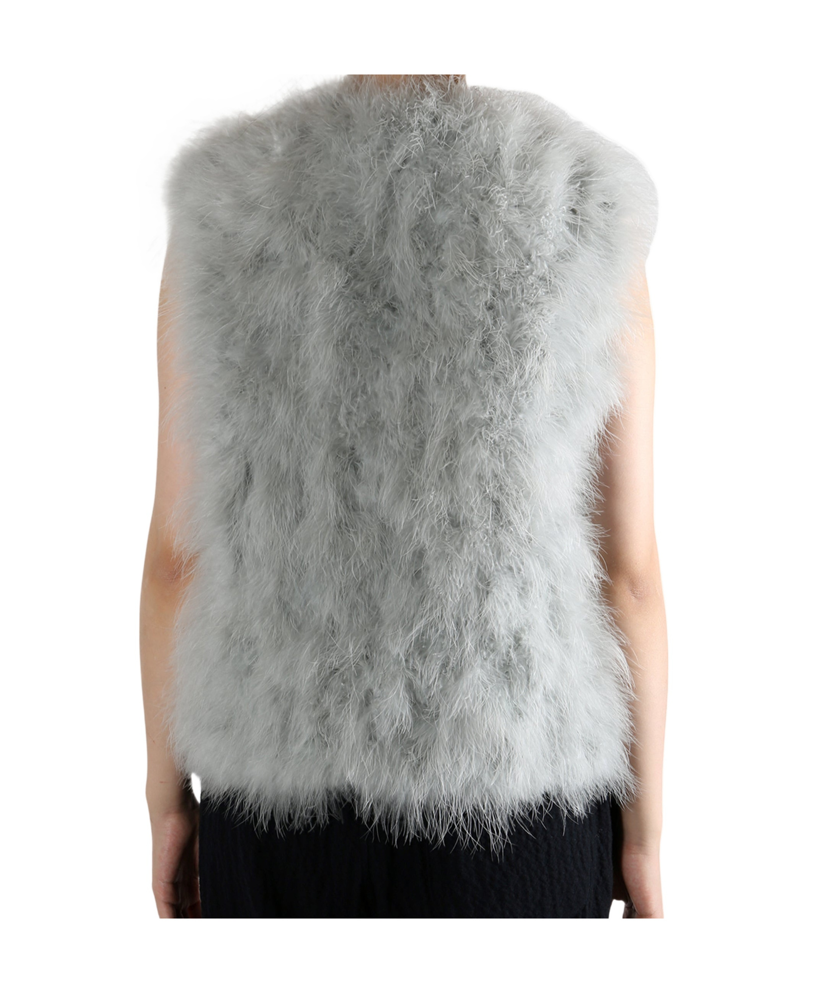 Yves Salomon Feather Vest In Gray