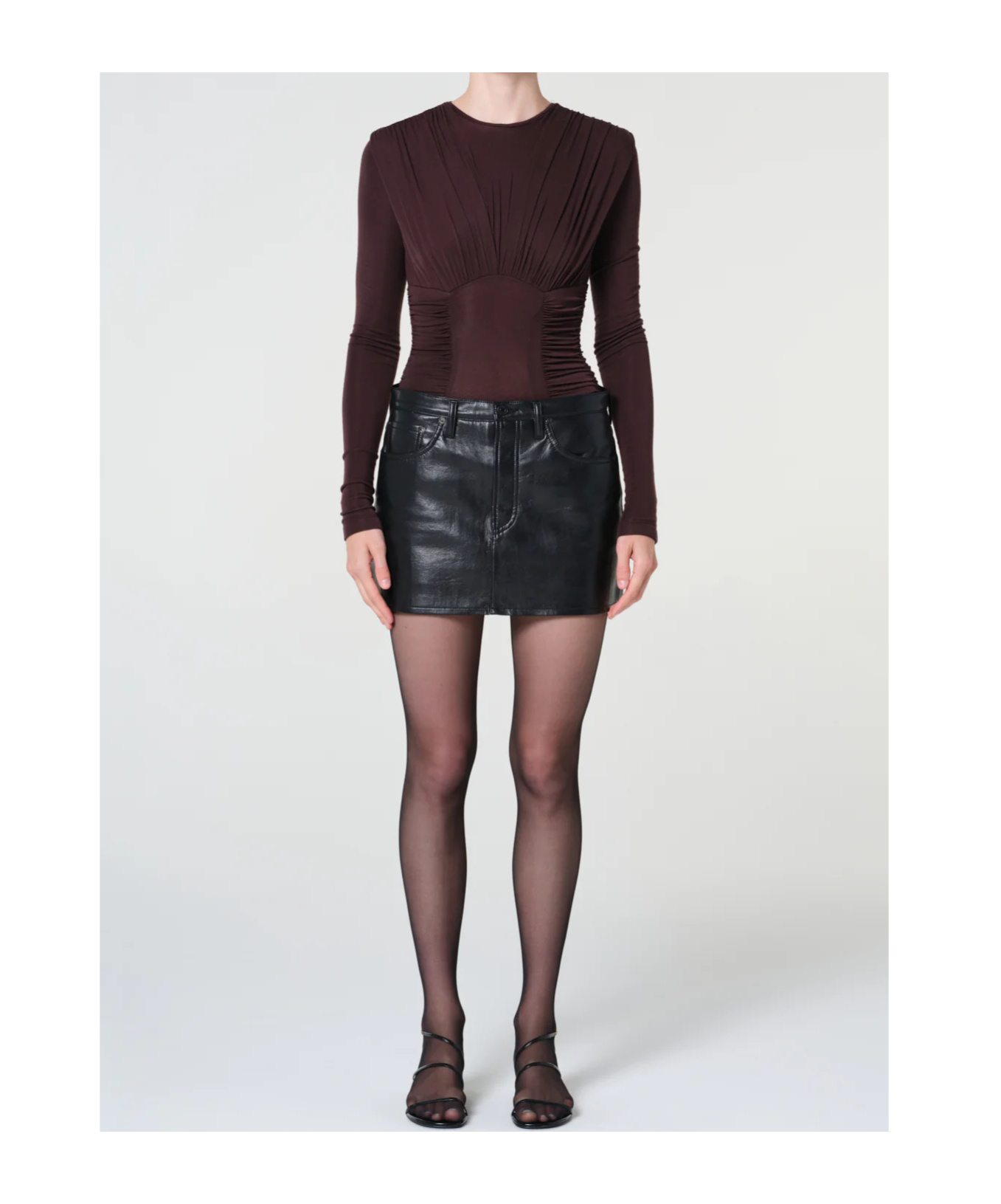 Agolde Mini Keira Topstitching Skirt In Black
