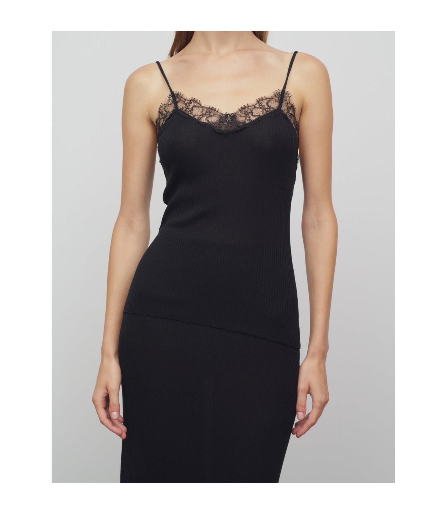 The Row Ikee Silk Blend Camisole Top W/lace In Black