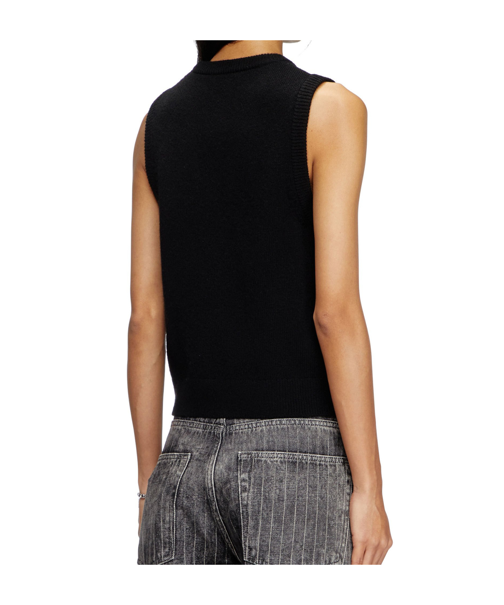 Diesel Knit Tank Top In Cashmere Blend In Black