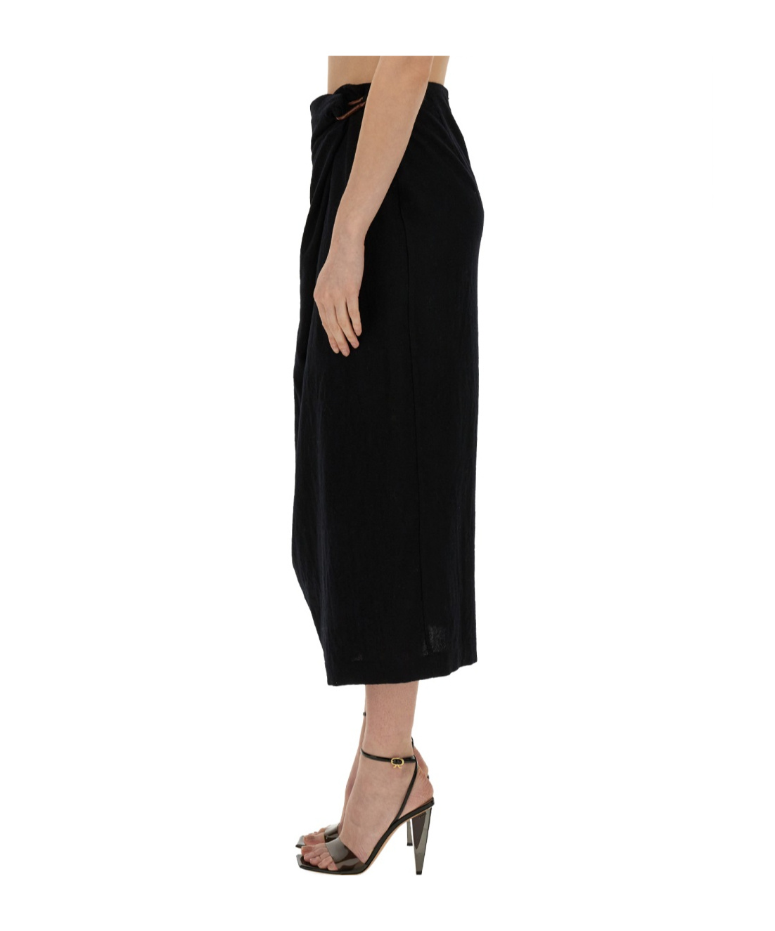 Alysi Draped Knot-detail Midi Skirt In Black