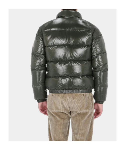 Pyrenex Long-sleeved Stand-up Collar Down Jacket In Green