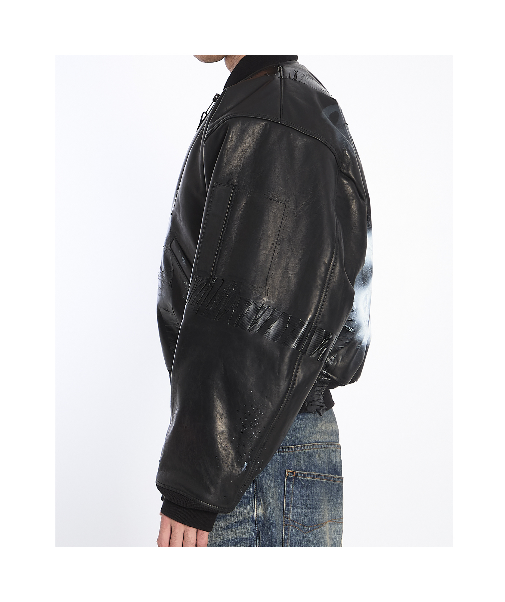 Balenciaga Zippered Pilot Leather Jacket In Black