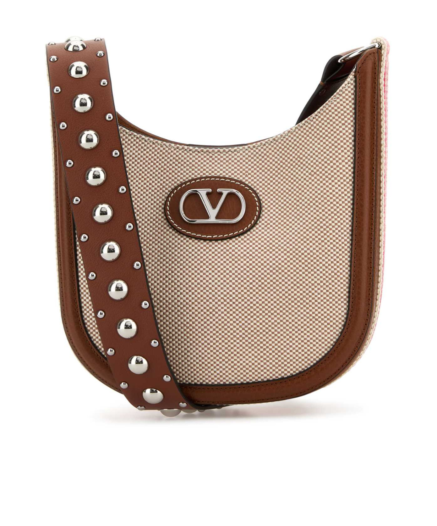 Valentino Garavani Women Two-tone Canvas Vlogo Signature Crossbody Bag In Brown