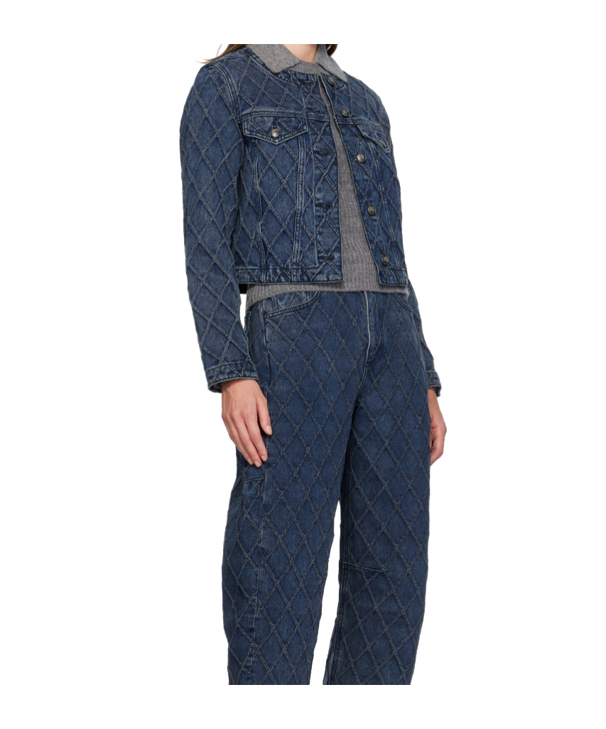 Rag & Bone Blue Cora Quilted Denim Jacket In Blue