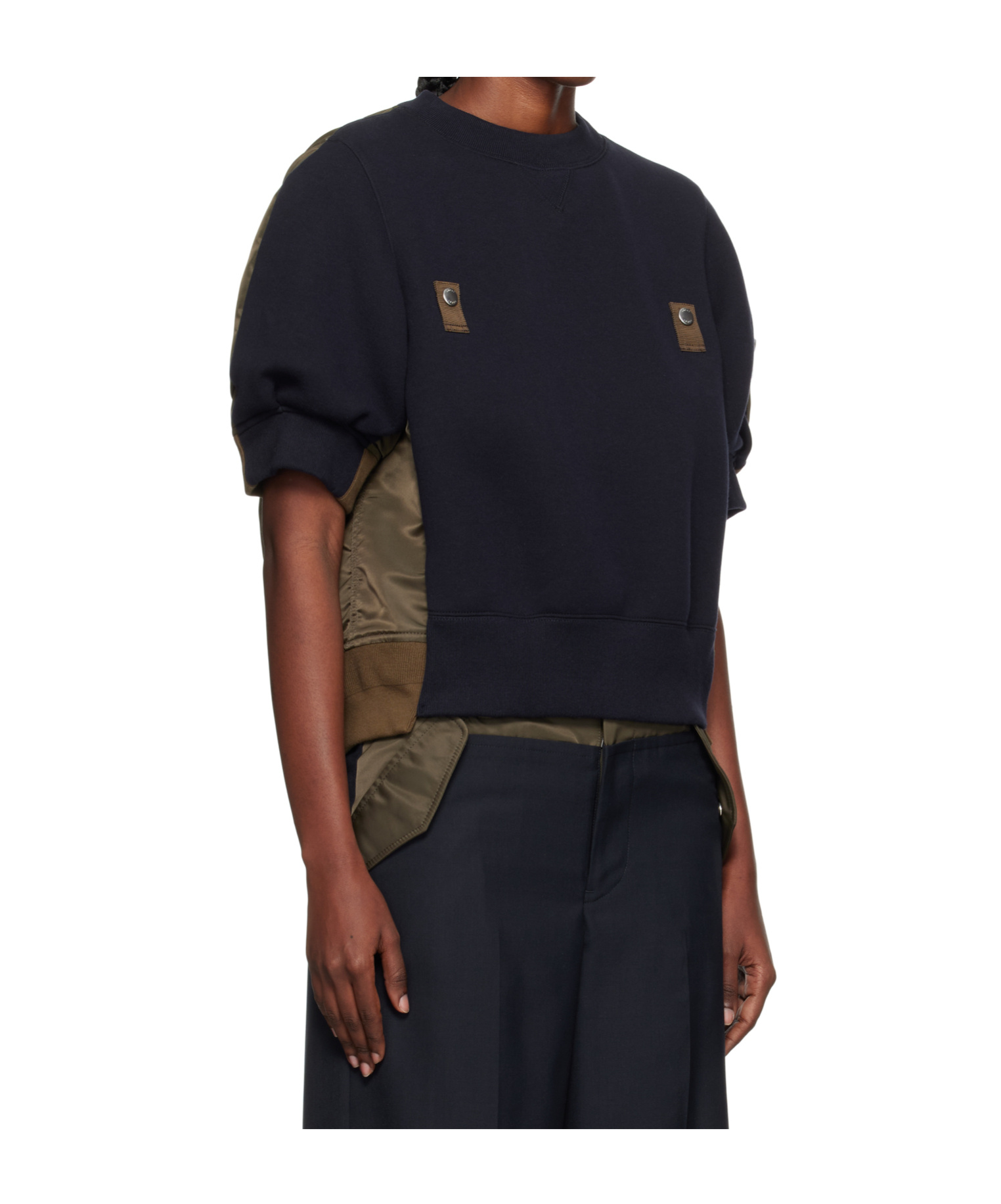 Sacai Sponge X Nylon Twill Sweatshirt In Black
