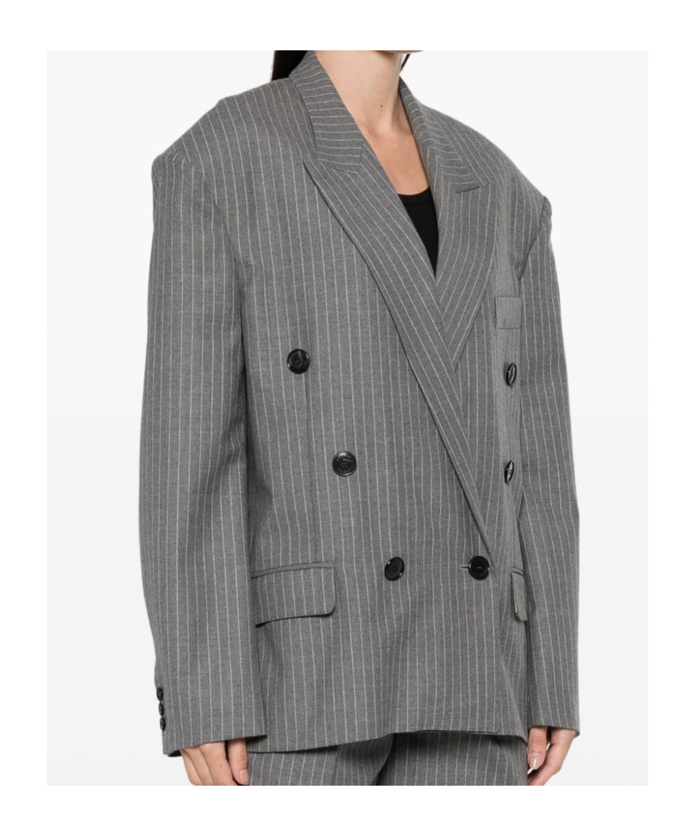 Shop Isabel Marant Klero Double-breasted Blazer In Gray