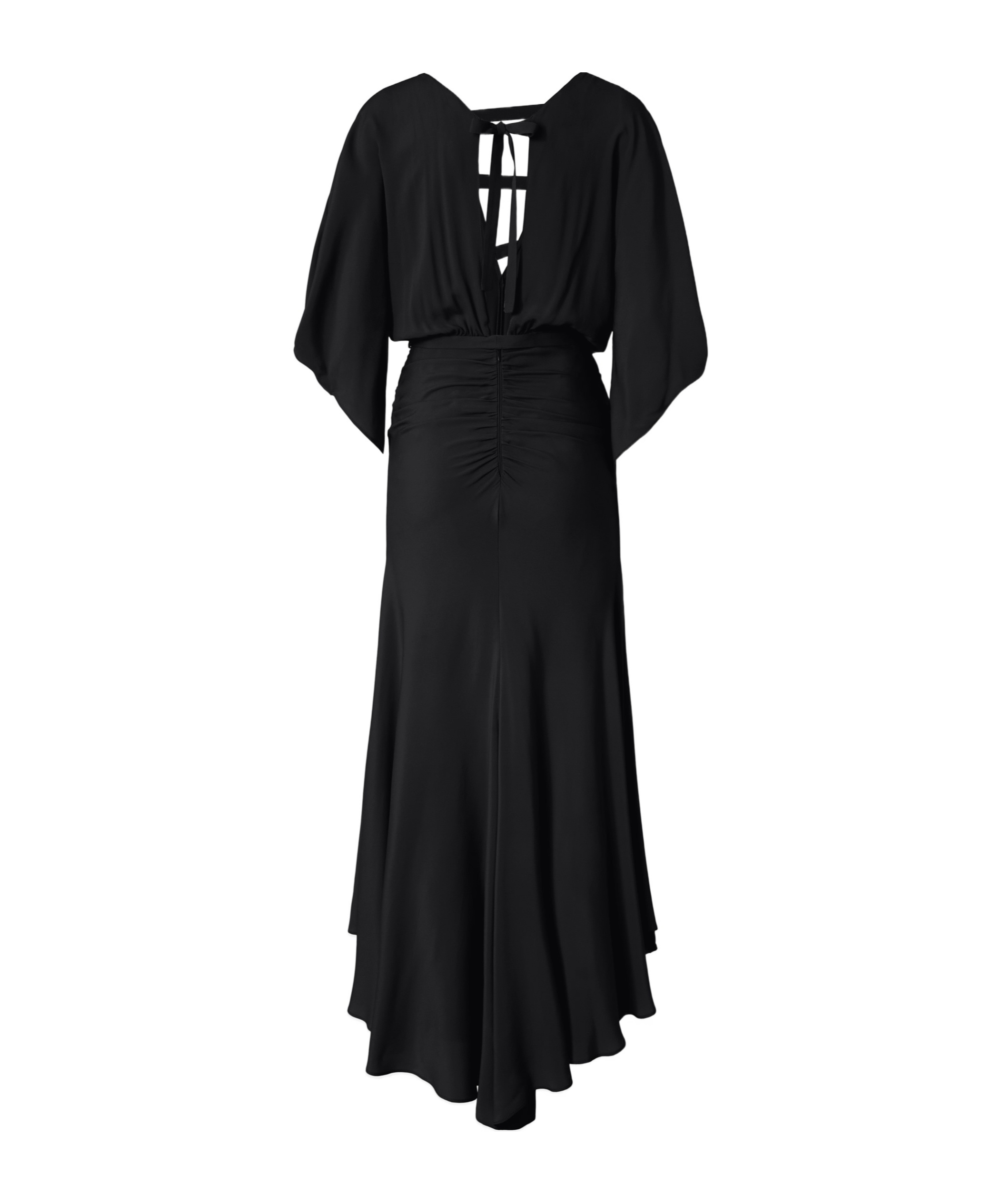 Pinko Long Silk-blend Crepe Dress In Black