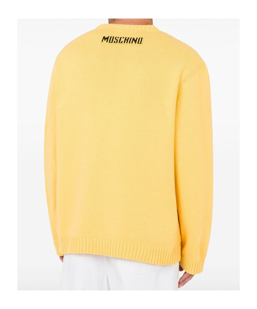 Moschino Men Sweater With Embroidery In Yellow