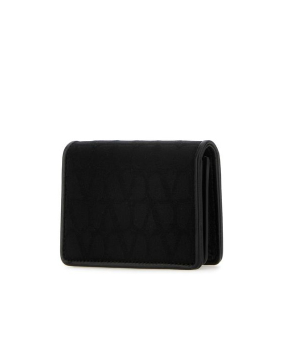 Valentino All-over Logo Patterned Wallet In Black