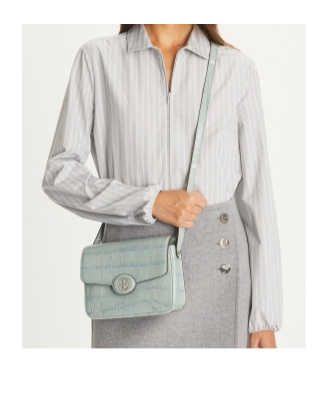 Shop Tory Burch Flip Shoulder Bag In Gray